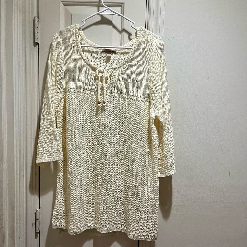 Off-White long sleeve crochet sweater